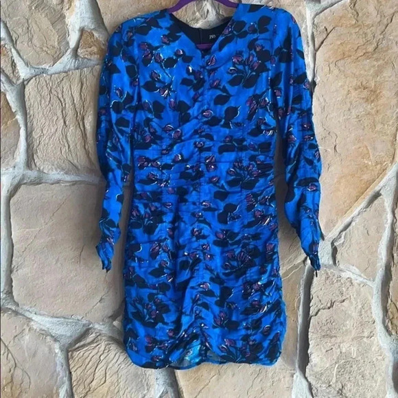 Zara Blue & Purple Floral Dress - Picture 6 of 13